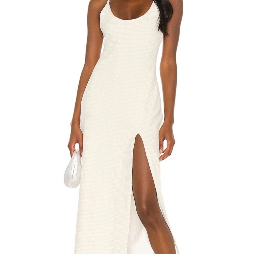 Revolve x Song of Style Cyndie Cream Ivory Tie Back High Slit Dress